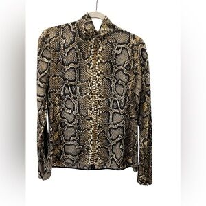 Victoria Beckham Ling Sleeve Silk Snakeskin Blouse Size 10